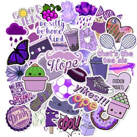Homo Trends 50Pcs Cute Stickers, Laptop Stickers Aesthetic Trendy Stickers Vinyl Waterproof Kawaii Stickers for Girls, Teens, Notebook, Water Bottles, Skateboard, Luggage (Purple Style)