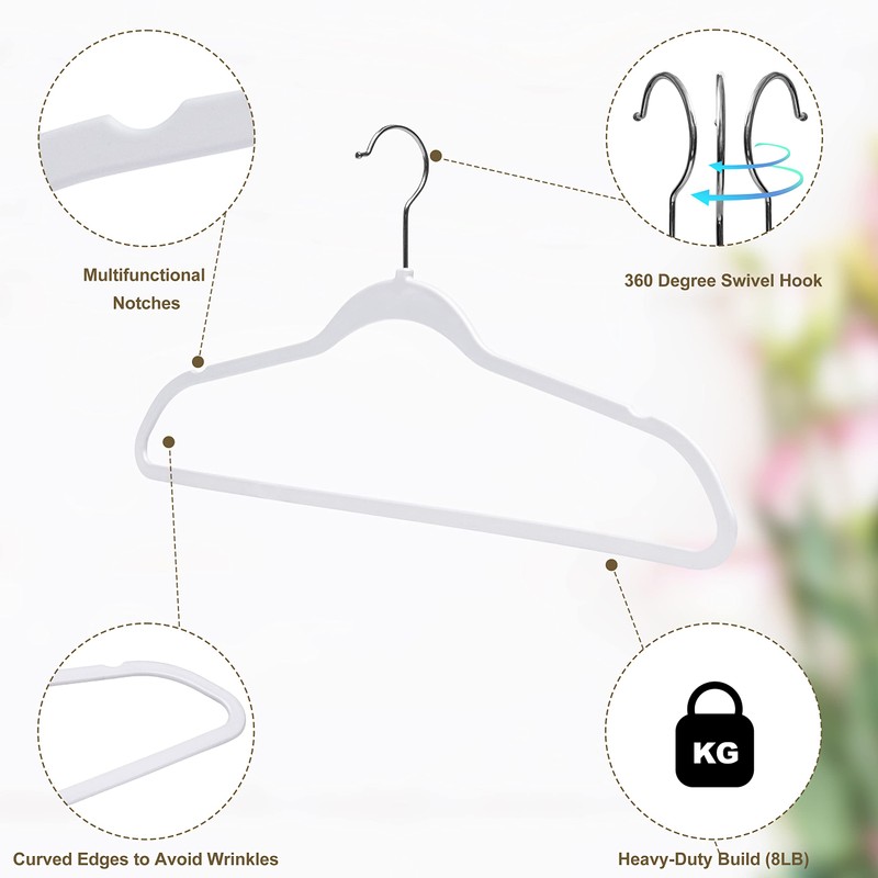 Quality Hangers 20 Pack Non-Velvet Plastic Hangers for Clothes -