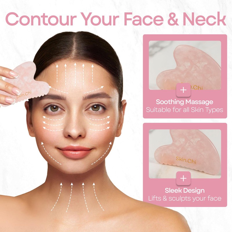 Skin Chi Rose Quartz Gua Sha Facial Comb – Real