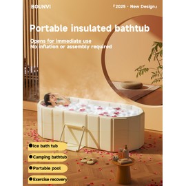 59''Portable insulated bathtub, Ice Bath Tub for Athletes, Inflation-free bathtub for shower, Ice Plunge Tub with Cover, Baths at Home & Outdoor