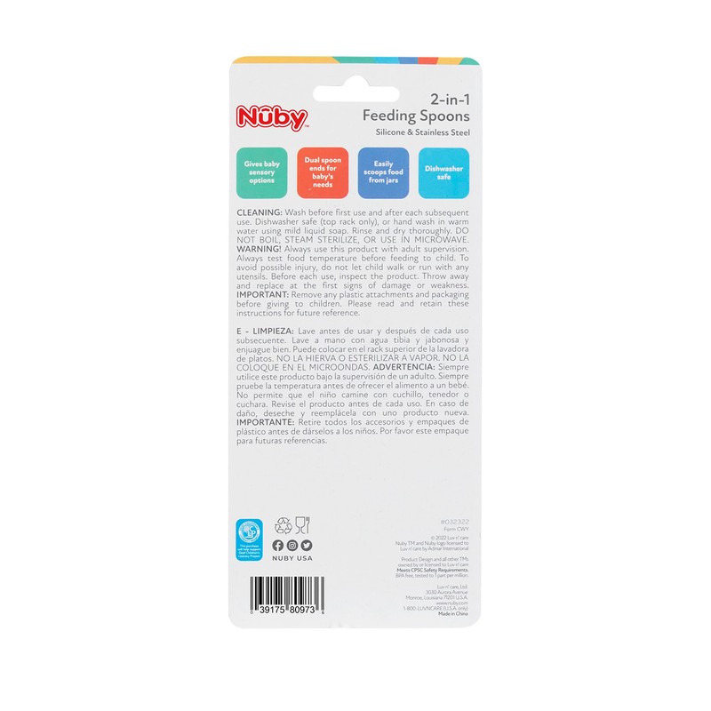 Nuby 2 in 1 Silicone and Stainless Steel Dual Ended