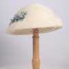 Women's Elegant Beige White Straw Beret Hat with Veil -