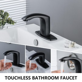 RUITHOE Modern Bathroom Faucet, Deck Mount, Matte Black, Solid Brass, Touchless, 304 Stainless Steel Hose, Easy Installation