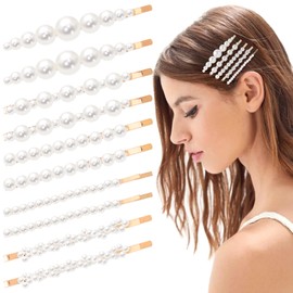 OIIKI 5 Pcs Pearl Bobby Pins, Alloy Pearl Hair Clips, Vintage Pearl Hairpins, Tiny Pearl Hair Barrette for Women Bridal Wedding Valentines Mother’s Day Decorative Accessories