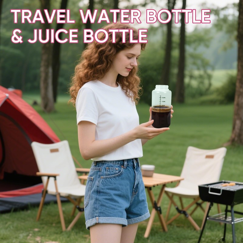 DEMORA Plastic Bottles with Airtight Caps 32oz/1000ml, Food Grade Wide