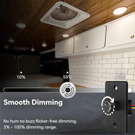 Acegoo RV Light Dimmer Switch DC 12V Aluminum High-Side PWM Dimmer, Perfect for Camper Van Boat Trailer Truck Cars Strip Light and 12V LED Light Fixture, Rotary Dimming Rated (6A-Black)