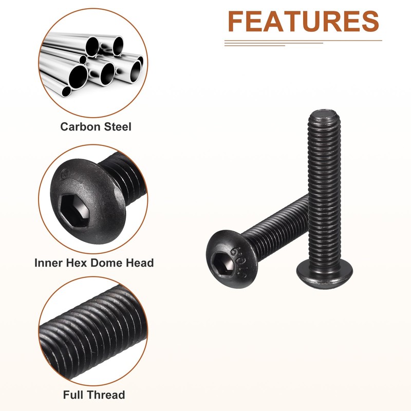 DTGN M10-1.5x50mm Button Head Socket Cap Screws - 10Pack -