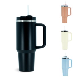 40 Oz Tumbler with Handle and Straw - Leak-proof Insulated Tumblers Stainless Steel Water Tumbler Reusable Tumblers with Lids and Straws 40 Oz Tumbler for Water & Coffee (Black)