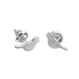 925 Sterling Silver Finch Bird Earrings studs, Screw Back Earrings for Women, White Gold Plating
