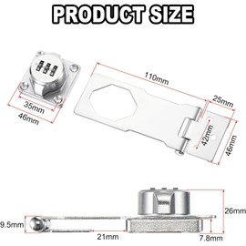 Slzhds Cerraduras de Cerrojo con Contraseña, Pasador para Puerta, Cerradura de Combinación Giratoria Mecánica, para Puertas Pequeñas Empotradas, Gabinete, Clóset, Puerta Doble Plegable, Cajón (Plata)