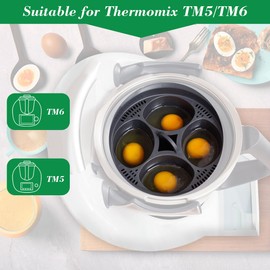 KONFEN 4-Eggs Accessories- Food Processor Accessories for Thermomix TM6, Egg Shaper for Boiled Eggs for Thermomix TM5, Steam Eggs for 4 Eggs for TM6/TM5