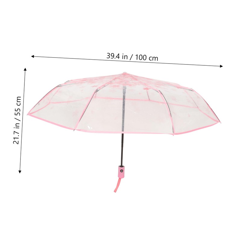 FOMIYES Cherry Blossom Transparent Umbrella Compact Fold Automatic Windproof Travel