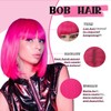 Hot Pink Short Bob Wig with Bangs,12 Inch Short Straight
