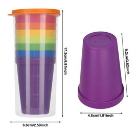 7PCS Break-Resistant Reusable PP Cups Rainbow Dishwasher Safe Plastic Tumblers Plastic Cups Small Snack & Drink Size | Party, Event, Wedding