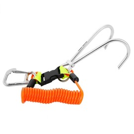 Scuba Diving Double Hooks Straps Snap Hooks with Spiral Coil Carabiner Quick Clip Release Stainless Steel Marine Sports