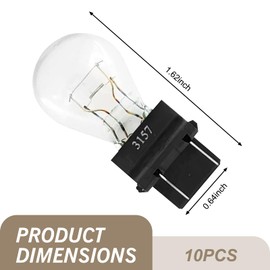getfay Pack-10 Car 3157 Brake Light Bulb, 12V 21/5W Double Contact 360 Degree Lighting Halogen Bulb Replacement, Micro Quartz Glass Double Filamen Light Bulb, Universal for Most Cars (White)