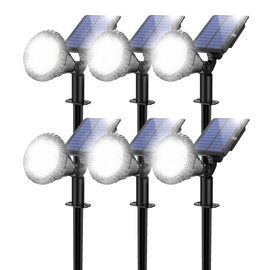 NBKLS Solar Spot Lights for Outside, 21 LED Outdoor Solar Lights for Yard, 6 Pack Solar Spotlights Waterproof Auto On/Off for Landscape, Wall, Garden, Pool, Tree, Pathway and Driveway(White)