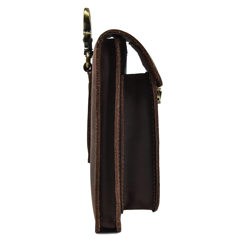 Luufan Men's Waist Pouch, Genuine Leather Belt Pouch, Smartphone Compatible,