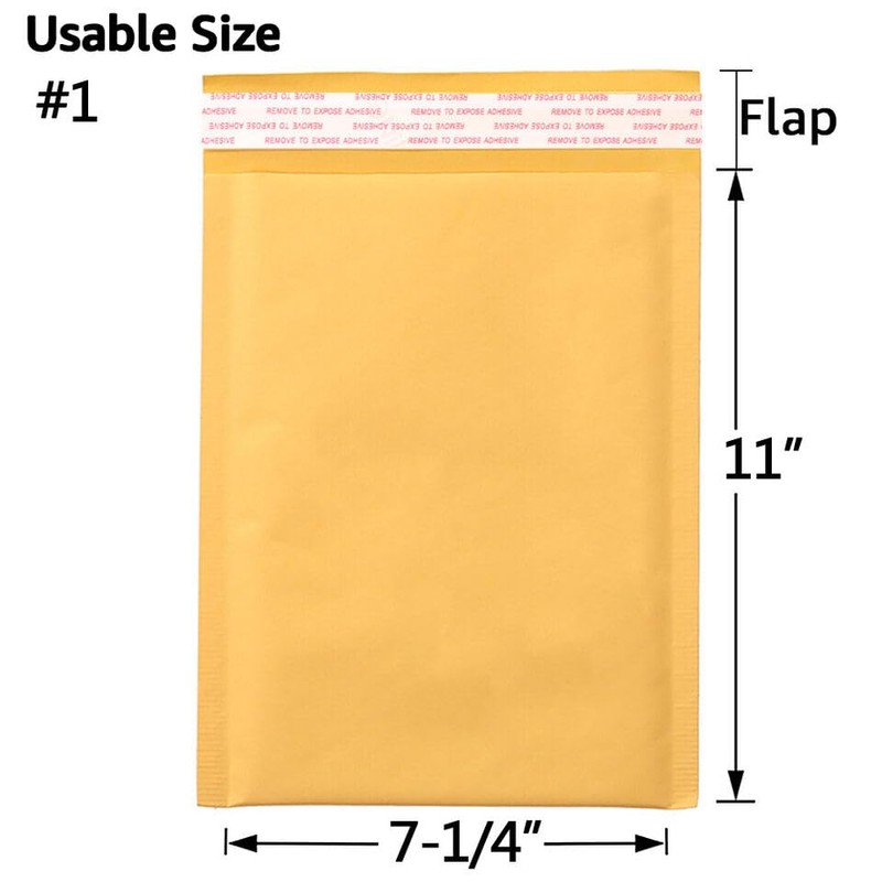 Kraft Bubble Mailers Mailing Packing Envelopes (5, #1 7.25" x