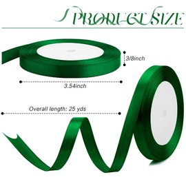 Green Ribbon for Gift Wrapping 3/8 Inch 25 Yds Forest Ribbon for Flower Bouquet Ribbons for Crafts Mothers Day Fathers Day Christmas Tree Thin Ribbon Christmas Ribbon Hunter Lime Green Candy Emerald