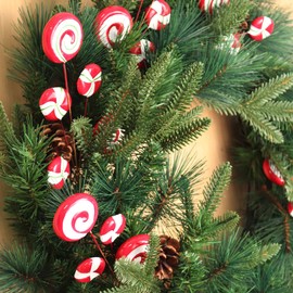 Christmas Candy Lollipop Spray 15" x 5 on Poseable Handwrapped Stem Pack of 6 for Wreaths Trees Centerpeices Arrangements and Gift Wrap