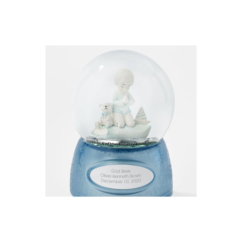 Things REMEMEBERED Engraved Praying Boy Musical Snow Globe (Free Customization),