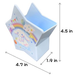 Sanrio Cinnamoroll コスメティックツールホルダー (メイクアップ ブラシ アイライナー マスカラ) 幅4.7インチ x 高さ4.5インチ x 奥行1.9インチ