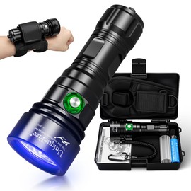 UniqueFire D03 Scuba Dive 365nm UV Black Light 3LEDs High Power Super Bright Underwater Diving UV Flashlight Rechargeable with 3 Modes Night Dive Torch 100 Meters Submersible Light