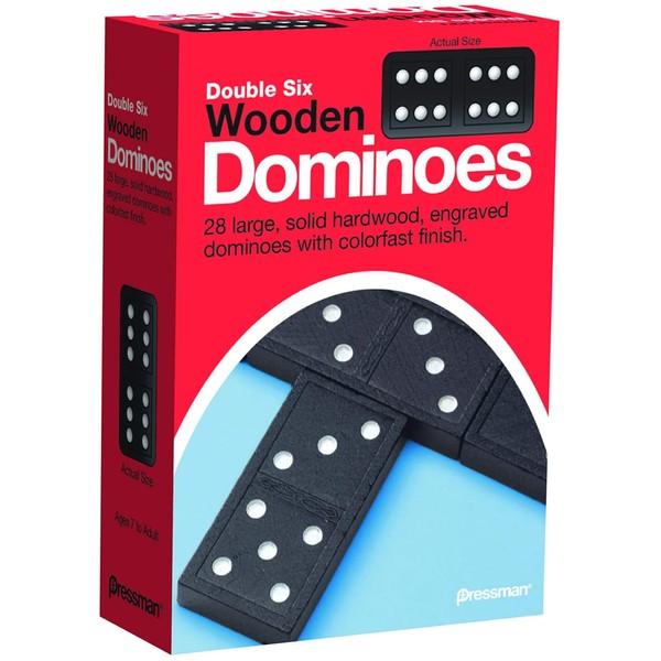 Pressman Toy Double Six Wooden Dominoes, 28 Pieces