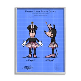 Stupell Industries Girl Mouse Toy Blueprint Framed Wall Art, Design by Karl Hronek