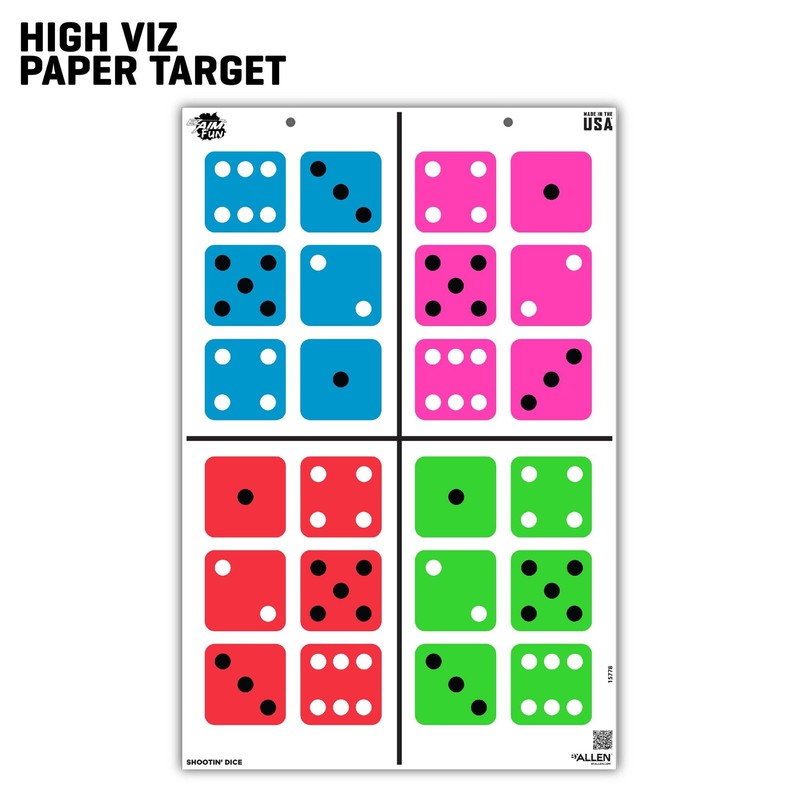 EZ-Aim Fun Shootin' Dice Paper Shooting Target, 23" x 35,"