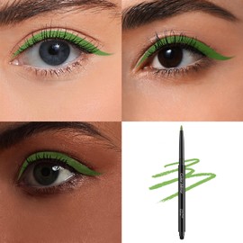 Color Mirror Smudge Proof Eyeliner, Waterproof Retractable Eye liner with Brush, Matte and Shimmer Eyeliner Pencil, Creamy Texture, Long lasting & Smooth(15 Wheatgrass Matte)