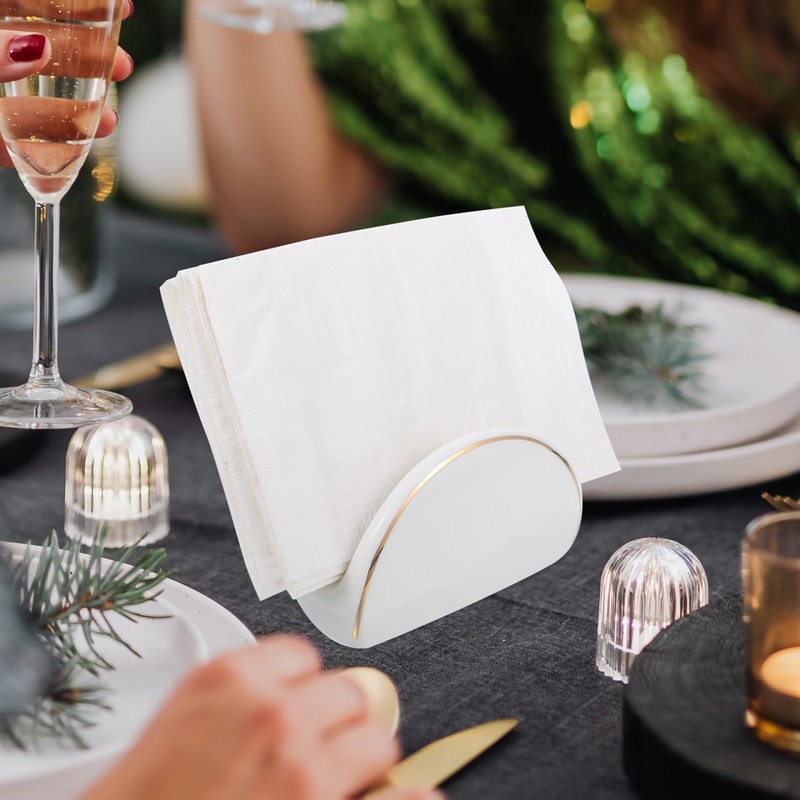 MAGICLULU Ceramic Napkin Holder with Golden Edging Stylish Tabletop Napkin