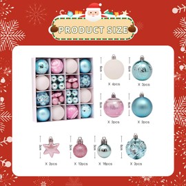 Christmas decoration set, 42 pieces, pink and blue, various designs, Christmas tree ornaments, Christmas wedding party, holiday home decoration