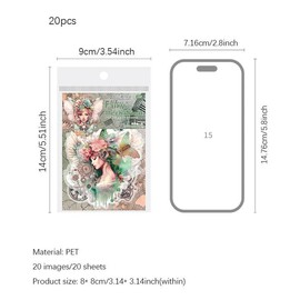 Vintage Fairy Pattern Sticker, 20pcs/pack Scrapbooking & Journal Making Material Paper, DIY Decorative Sticker for Stationery & Computer & Water Bottle:_20pcs_Multicolor6