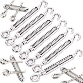 AILENLAN Turnbuckle, Stainless Steel Wire Buckle, Hook, Turnbuckle, Attachment Adjustment, Wire Rope, Fixed, SUS304, Rustproof, Durable, Structural Reinforcement (M5, Set of 10)