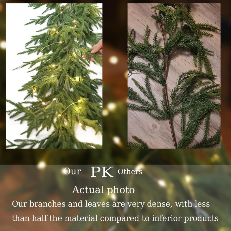 MISSPIN Christmas Garland with Lights, Real Touch Winter Pine Garland,