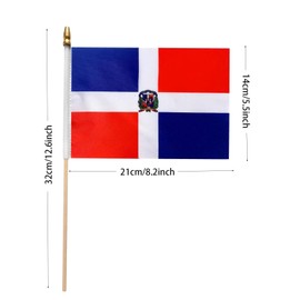 GSYLPFT 12 Pack Dominican Flags on Sticks Dominica Small Mini Hand Held Flags for Office Classroom Holiday Party Decorations