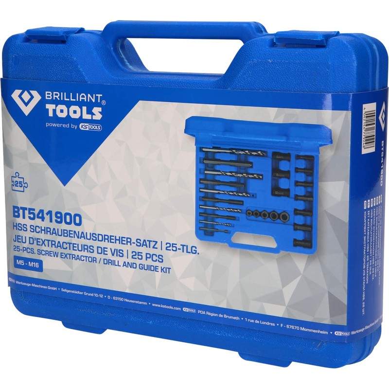 Brilliant Tools Screw Extractor Set Pieces, high speed steel, Blue/Black,