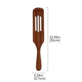 WRITWAA Spurtles Kitchen Tools Wooden - Slotted Wood Spatula Peanut Butter Stirrer Tool Wooden Cooking Spoons Utensils Nonsick Cookware for Mixing Serving Spreading 31cm