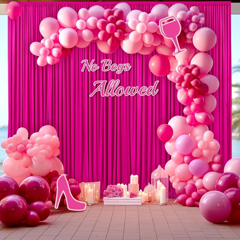 20ftx10ft Wrinkle Free Fuchsia Backdrop Curtains for Parties, Thick Polyester