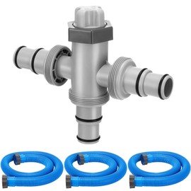 Menkxi Dual Split Swimming Pool Hose Plunger Valve, 2 in 1 Hose Plunger Valve with 1.5" Diameter Pool Pump Replacement Hose for Above Ground Swimming Pool and Pool Filter Pump (Blue)