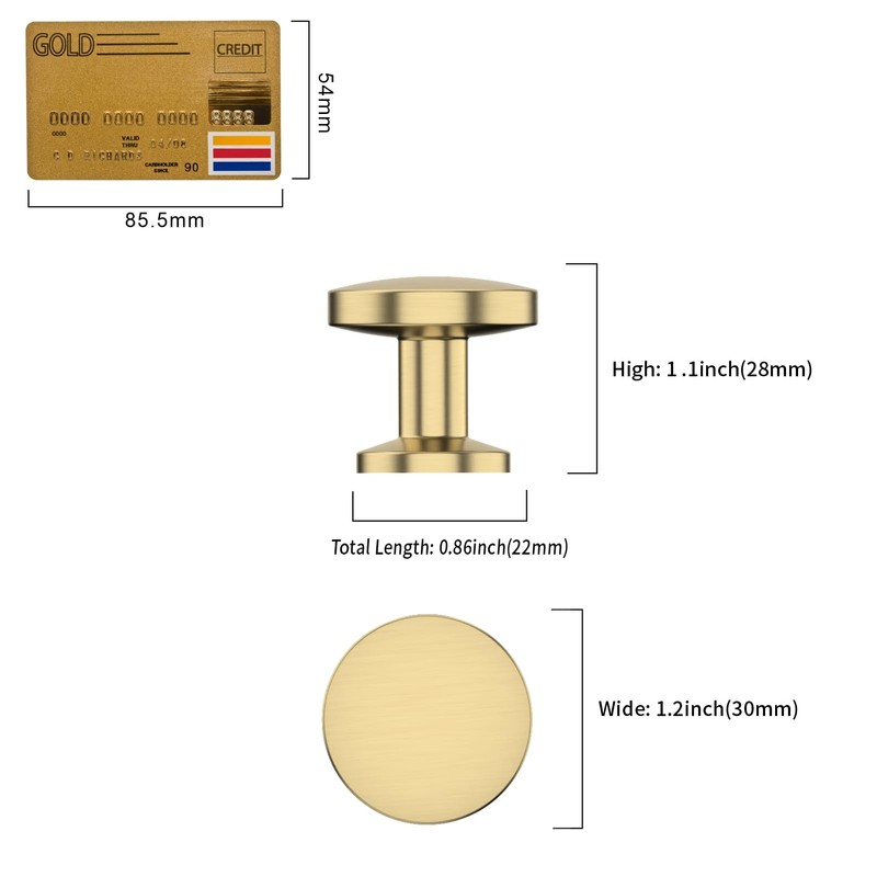 Amerdeco 10 Pack Brushed Brass Cabinet Knobs Single Hole Cabinet