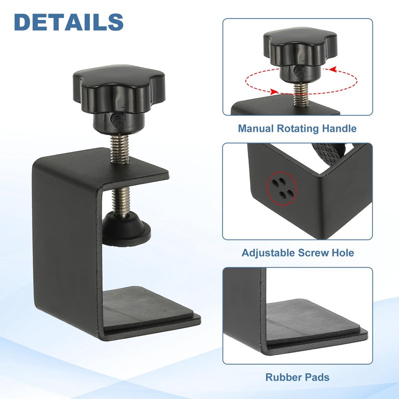 PATIKIL C Clamps, 2 Pcs Heavy Duty Metal Black Desk