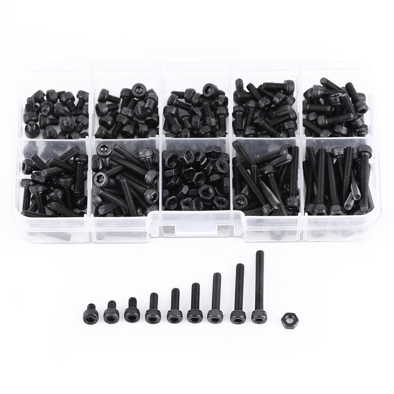 Juego de tornillos de cabeza hexagonal M3, 280 piezas