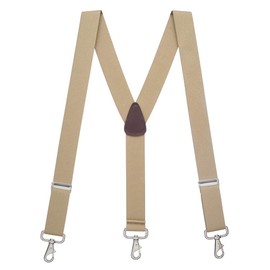 Suspender Store Solid Suspenders -1.5-Inch Wide Elastic - Y-Back - Trigger Snaps - 54" for 6'1" to 6'5" Tall - Tan