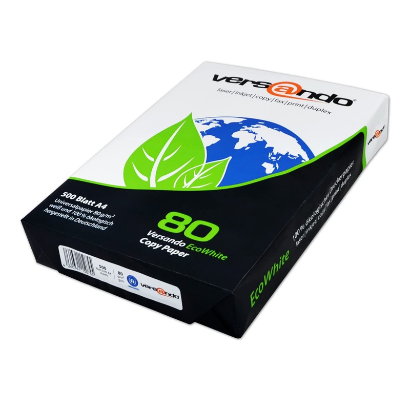 versando 500 Sheets Recycled Paper DIN A4 EcoWhite 80 g
