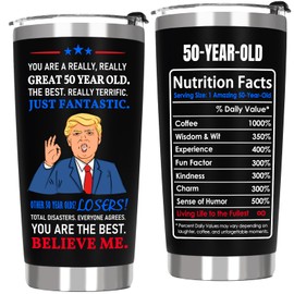 Breezy Valley 50th Birthday Gifts Tumbler for Her Him, 50 Year Old Cup Gifts for Men Women - 50th Birthday Cups 20 Oz Stainless Steels Black Tumbler