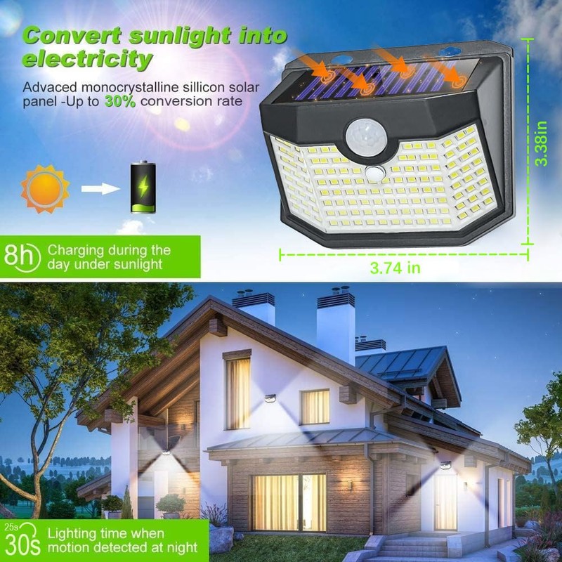 HMCITY 120 LED Outdoor Solar Lights with Motion Sensor and