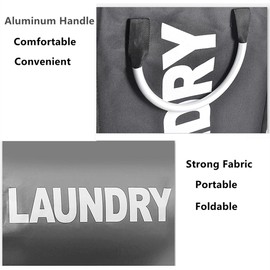 Abuzhen 2-Pack Laundry Basket, Durable Handles for Easy Carry, Collapsible Cloth Baskets, Hampers for College Dorms, Foldable Fabric Hamper Bags, Black